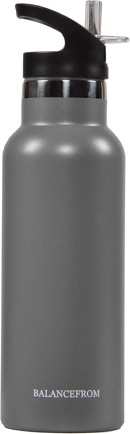 Signature Fitness Double-Wall Vacuum Insulated Stainless Steel Water Bottle, 3 Caps Included, Multiple Colors and Sizes