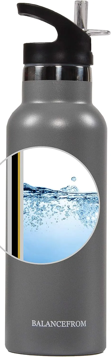 Signature Fitness Double-Wall Vacuum Insulated Stainless Steel Water Bottle, 3 Caps Included, Multiple Colors and Sizes