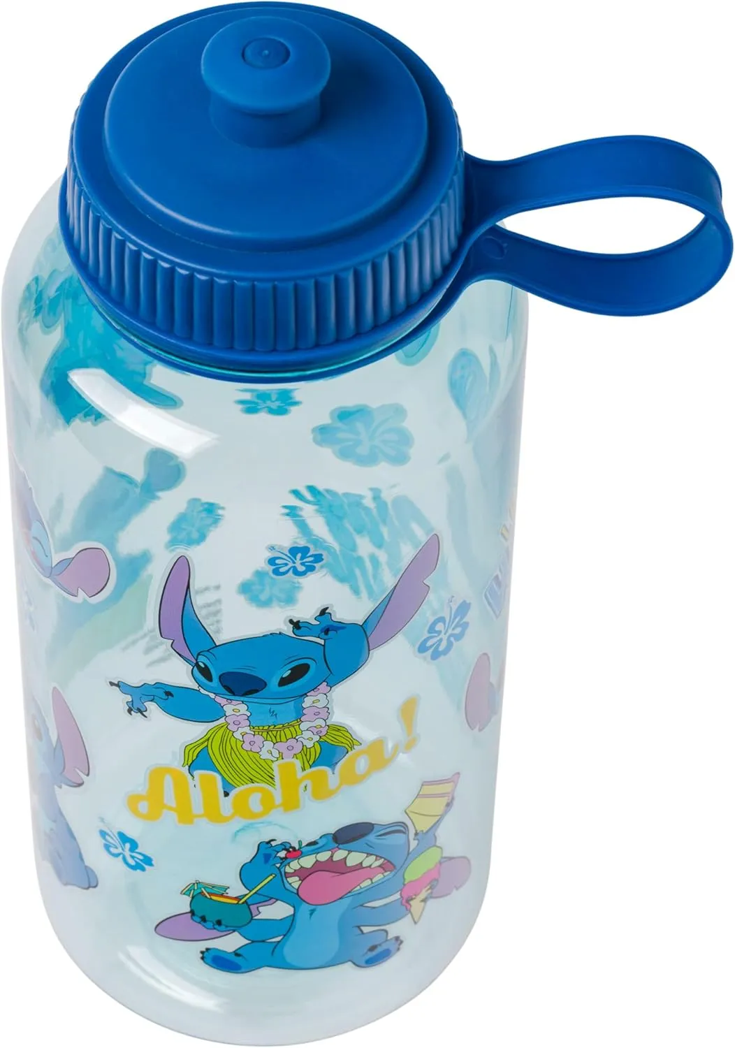 Silver Buffalo Disney Lilo and Stitch Weird Cute Decals Big Sports Water Bottle, 33.8 Ounces