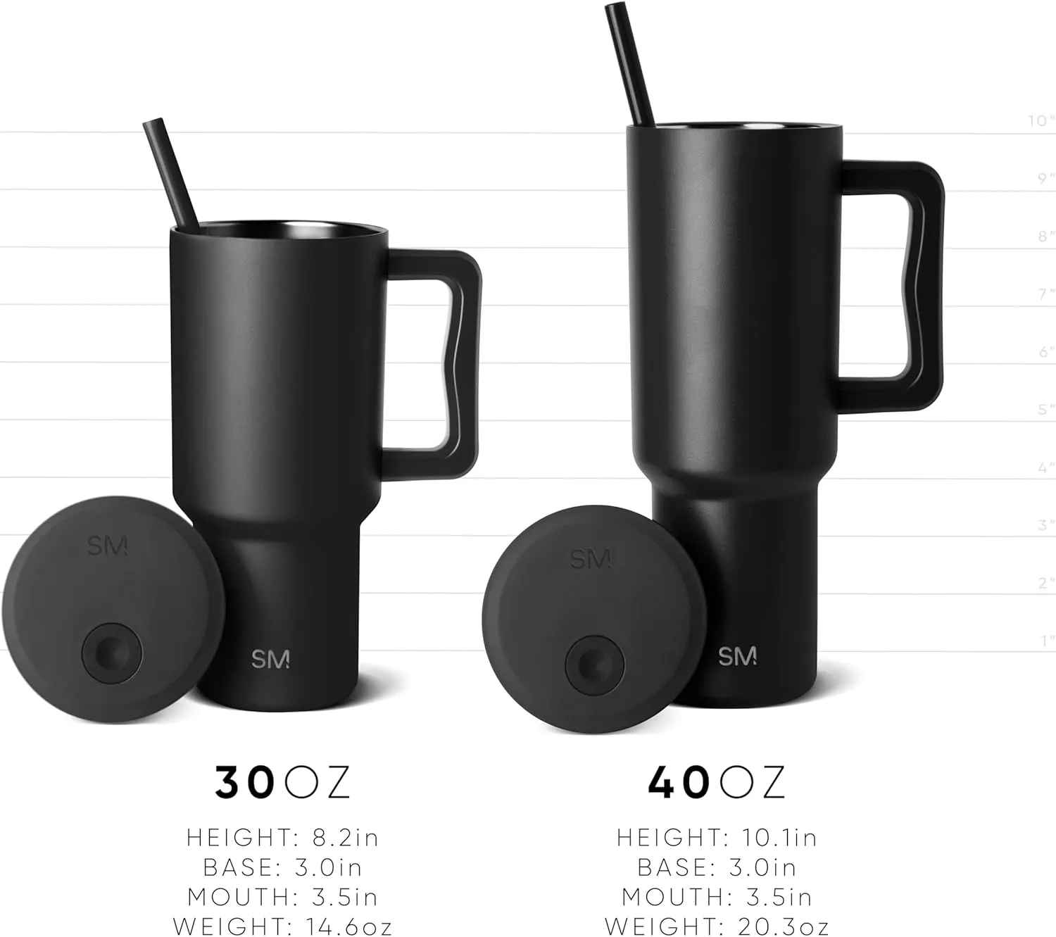 Simple Modern 40 oz Trek Tumbler with Handle and Straw Lid | Cup Holder Friendly Insulated Stainless Steel Travel Mug | Blush