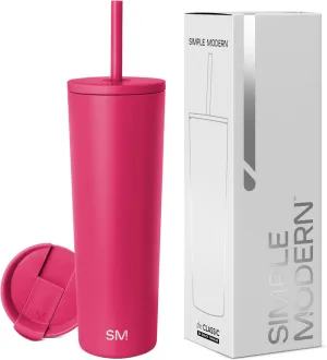 Simple Modern Insulated Tumbler with Lid and Straw | Iced Coffee Cup Reusable Stainless Steel Water Bottle Travel Mug | Gifts for Women Men Her Him | Classic Collection | 28oz | Berry Twist