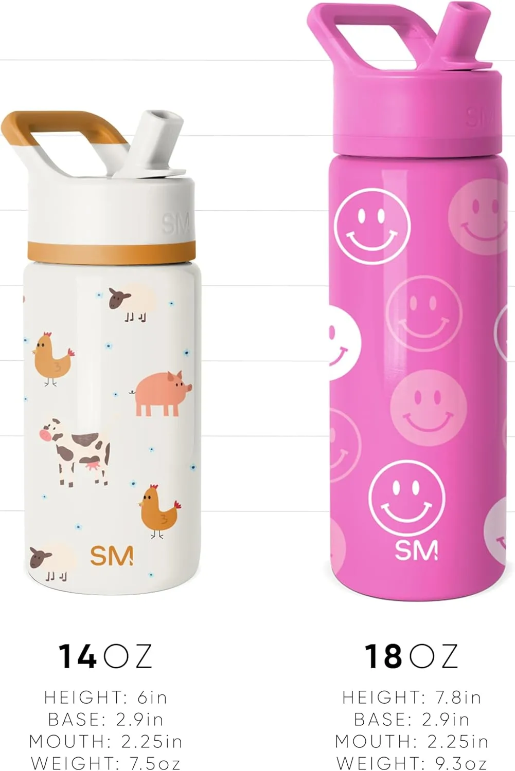 Simple Modern Kids Summit Water Bottle with Straw Lid | 18oz Stainless Steel Cup Insulated Tumbler for Toddlers, School | Rainbow Spark