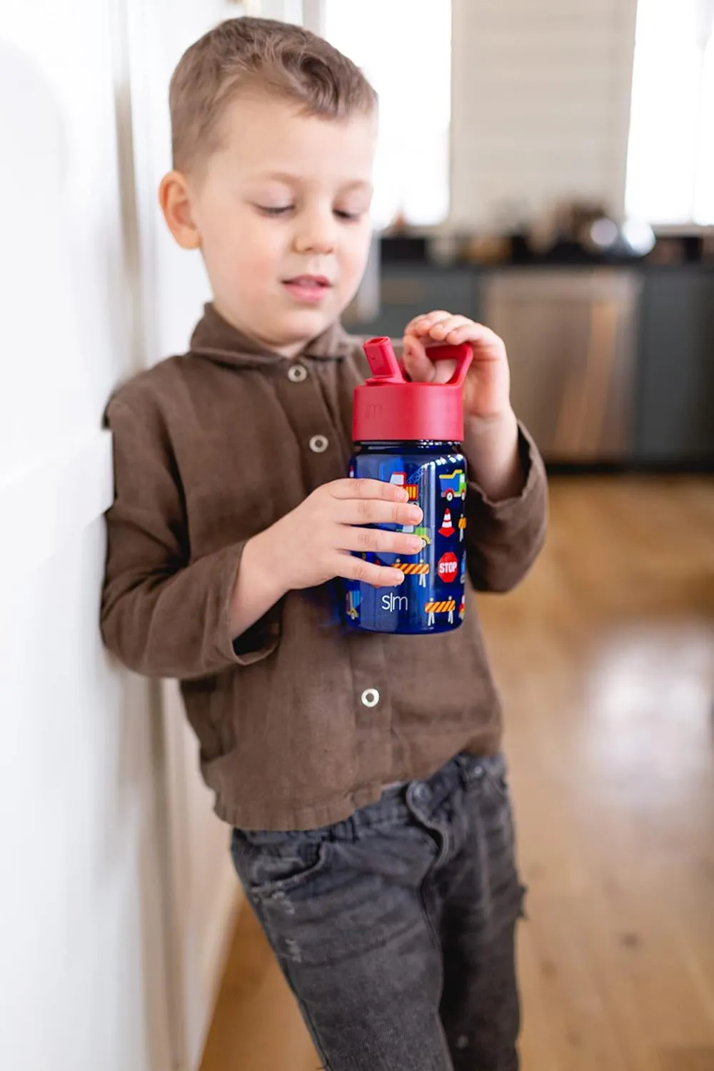 Simple Modern Kids Water Bottle Plastic BPA-Free Tritan Cup with Leak Proof Straw Lid | Reusable and Durable for Toddlers, Boys | Summit Collection | 12oz, Under Construction