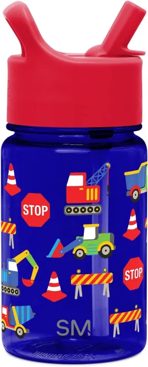 Simple Modern Kids Water Bottle Plastic BPA-Free Tritan Cup with Leak Proof Straw Lid | Reusable and Durable for Toddlers, Boys | Summit Collection | 12oz, Under Construction