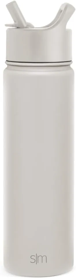 Simple Modern Water Bottle with Straw Lid Vacuum Insulated Stainless Steel Metal Thermos Bottles | Reusable Leak Proof BPA-Free Flask for Gym, Travel, Sports | Summit Collection | 22oz, Almond Birch
