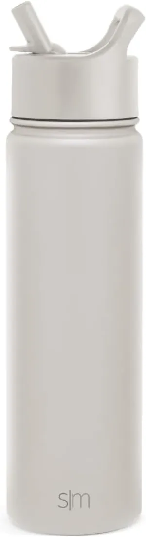 Simple Modern Water Bottle with Straw Lid Vacuum Insulated Stainless Steel Metal Thermos Bottles | Reusable Leak Proof BPA-Free Flask for Gym, Travel, Sports | Summit Collection | 22oz, Almond Birch
