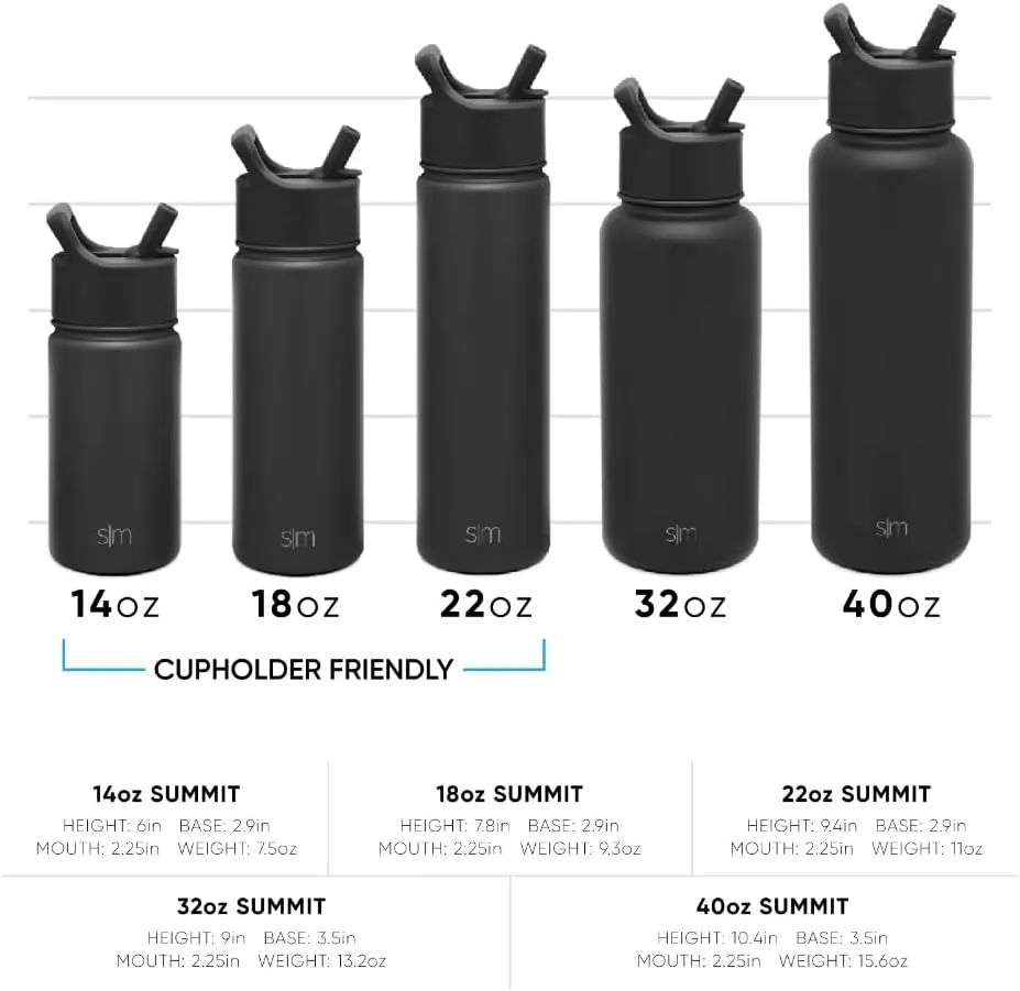 Simple Modern Water Bottle with Straw Lid Vacuum Insulated Stainless Steel Metal Thermos Bottles | Reusable Leak Proof BPA-Free Flask for Gym, Travel, Sports | Summit Collection | 22oz, Almond Birch
