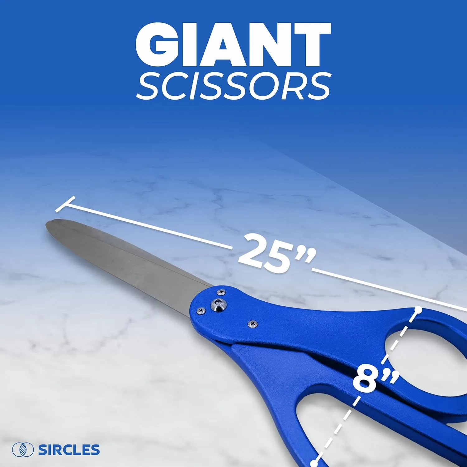 SIRCLES Grand Opening Ribbon Cutting Ceremony Kit - 25" Giant Scissors, 5yd of 4" Wide Ribbon, 10ft Banner, 8 Blue & 8 White Balloons, 19 ft Banner Rope, 2 Rolls Balloon Ribbon - Grand Opening Kit