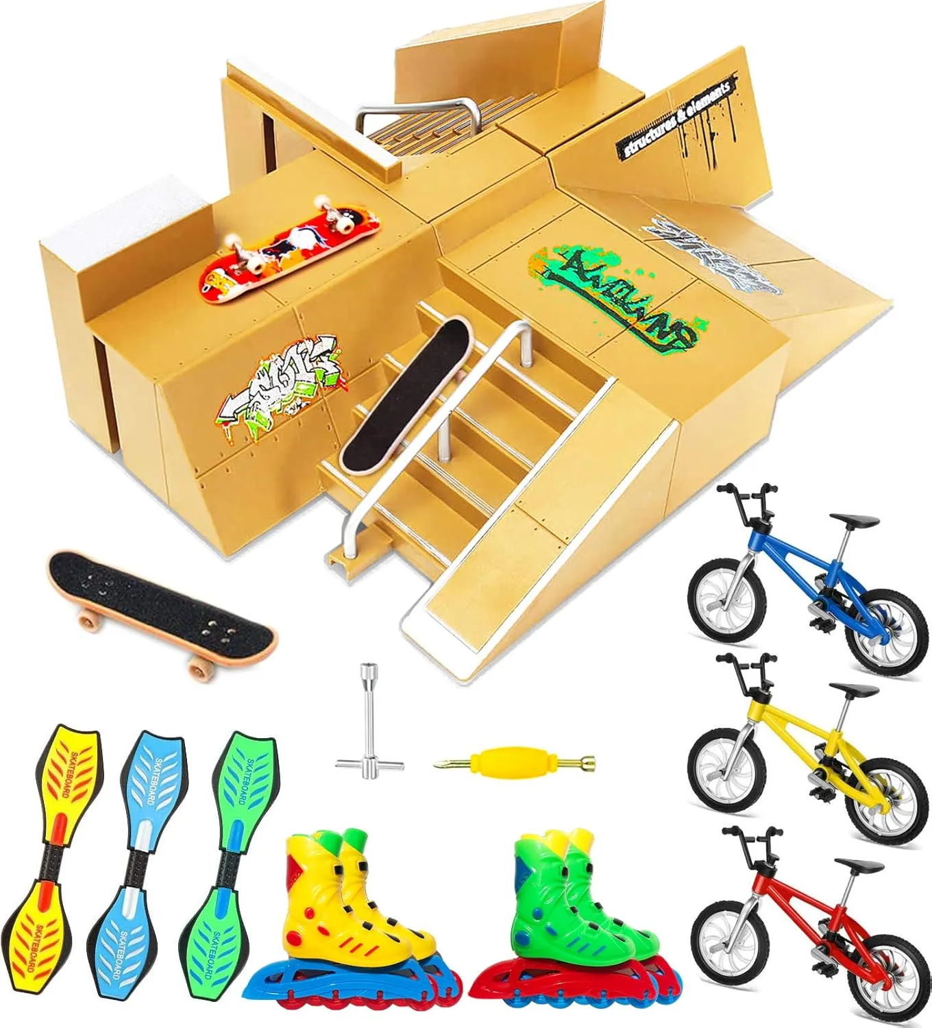 Skate Park Kit, with Interesting Accessories, Experience More Gameplay and Happiness for Kids - Ramp Parts for Fingerboard Skate Park Ultimate Parks Training Props