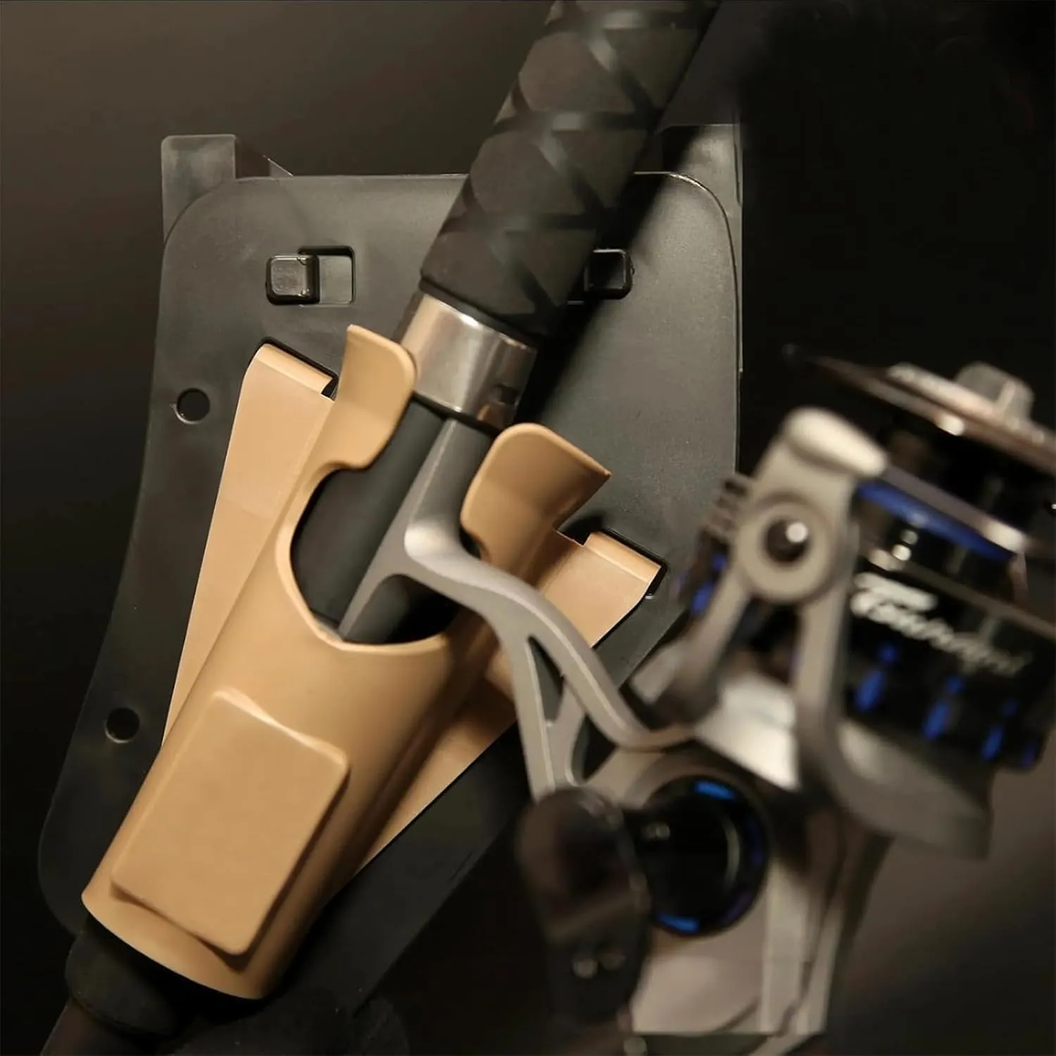Slide in Fishing Rod Butt Holster, Hands-Free Rod Holder for Fly & Bank Fishing, Quick Draw Waist Belt Inserte Pole Gear, Durable Adjustable Portable Fish Pole Holster with Pocket