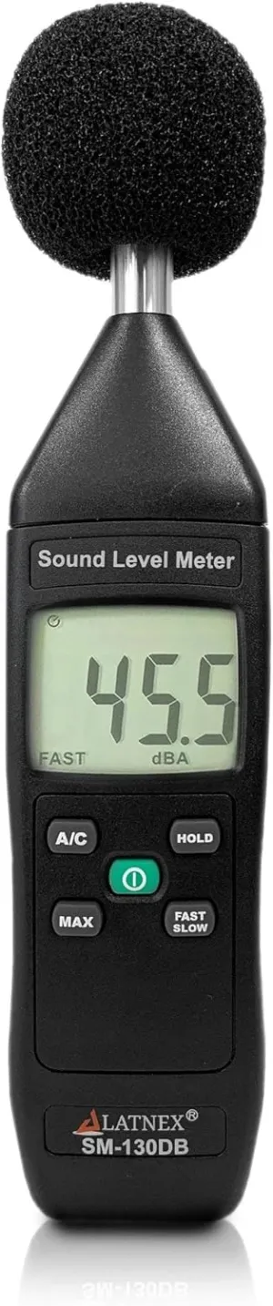 SM-130DB Digital Decibel Meter Reader and Sound Level Meter Type 2 with Calibration Certificate. Measurement Device for Environmental and Mechanical Noise Monitor - Manufacturing, Office, Classroom