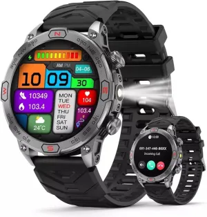 Smart Watch for Samsung Galaxy A13 5G - with LED Flashlight, 1.43" AMOLED Display, Outdoor Smartwatch with Compass/Altitude/Air Pressure, Waterproof Fitness Tracker Watch