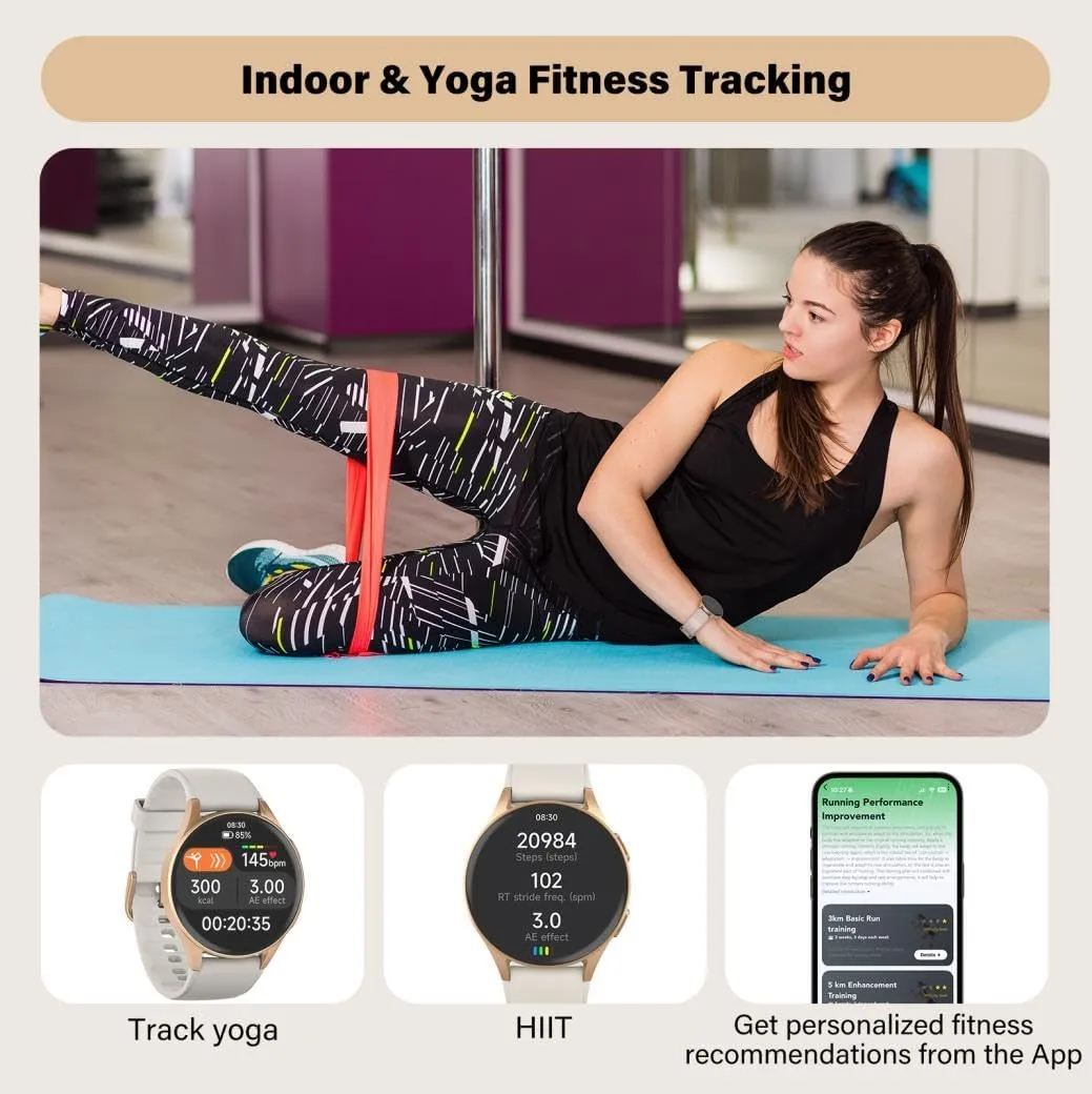 Smart Watch for Women, Built-in Alexa, GPS, HRV, VO2 Max, Blood Oxygen, Sleep & Stress Monitor, Compass, Altimeter, 1.32" AMOLED, Fitness & Women’s Health, iOS Compatible