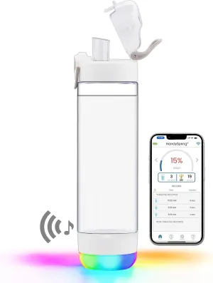 Smart Water Bottle with Reminder to Drink Water - Lights and Sound (switchable) Spout Hydrate Glow Bottle 26 oz, Track Your Sips, Smart Hydration Reminder clear water bottle (white)