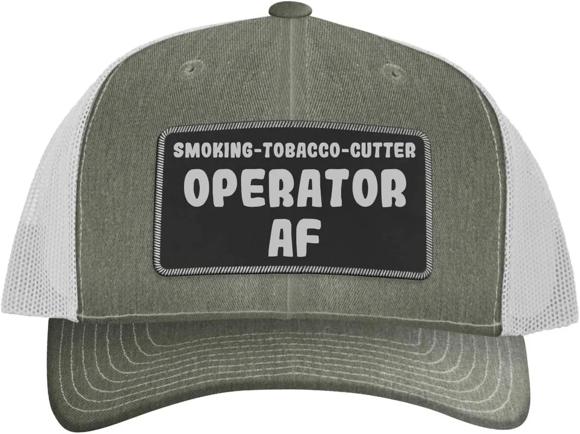 Smoking-Tobacco-Cutter Operator AF - Leather Black Patch Engraved Trucker Hat