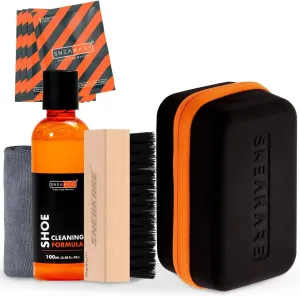 SNEAKARE Travel Shoe Cleaning Kit - Includes 100ml Shoe Cleaner & Medium Bristle Brush, White Shoe Cleaning Kit for Sneakers, Portable Shoe Cleaner Kit for Effective Sneaker Care - Perfect for Travel