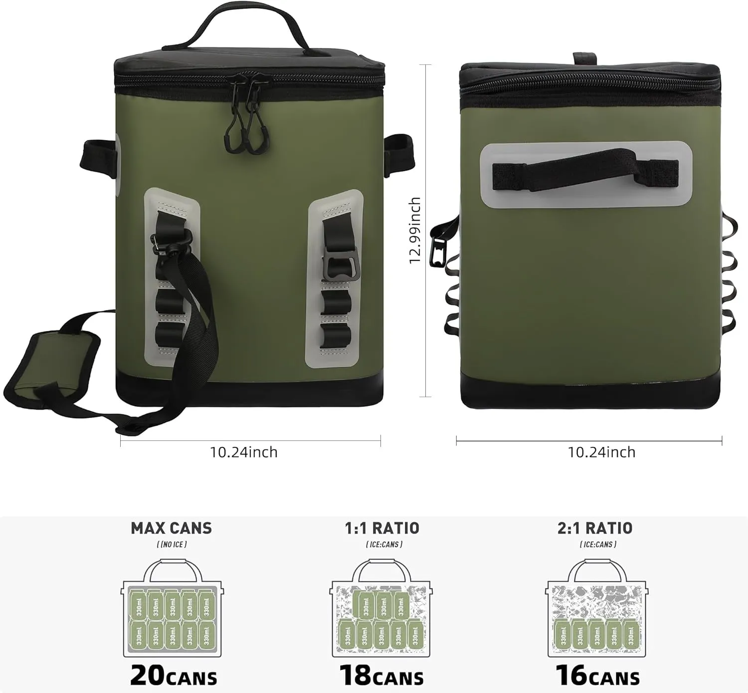 Soft Cooler 6Can to 28Can, Portable/Single Shoulder/Backpack Ice Chest Box, Dry & Wet Compartment Design, Built-in Bottle Opener, Suitable for Lunch, Beach, Travel, Camping