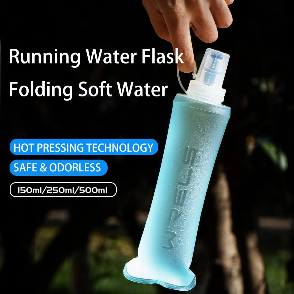 Soft Flasks Running Water Flask Folding Soft Water Bottles Small for Outdoor Sports Hiking Hydration Pack 5oz/8oz/17oz(SKY BLUE,17oz Straw)