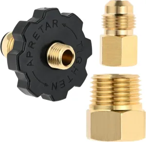 Soft Nose POL Propane Gas Tank Adapter Plug with Full Flow for 50lbs Cylinder Tank, with 3/8" Male Flare and 1/2" Male NPT Converter Fitting, Brass