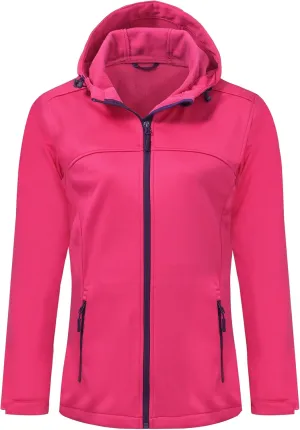 Softshell Jacket Women Fleece Lined Lightweight Jacket Waterproof Coat with Hooded Outdoor Hiking
