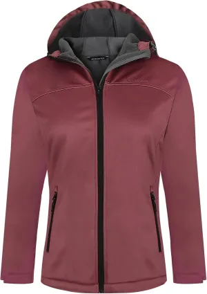 Softshell Jacket Women Fleece Lined Lightweight Jacket Waterproof Coat with Hooded Outdoor Hiking