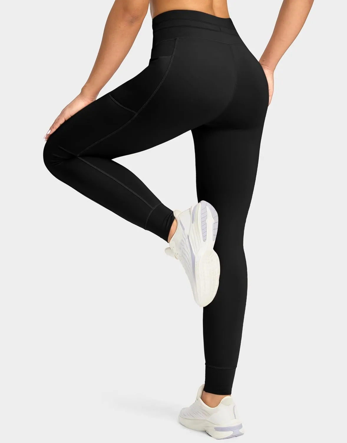 Soothfeel Women's High Waisted Fleece Lined Leggings Pants with Pockets Thermal Warm Winter Ski Hiking Running Workout Pants
