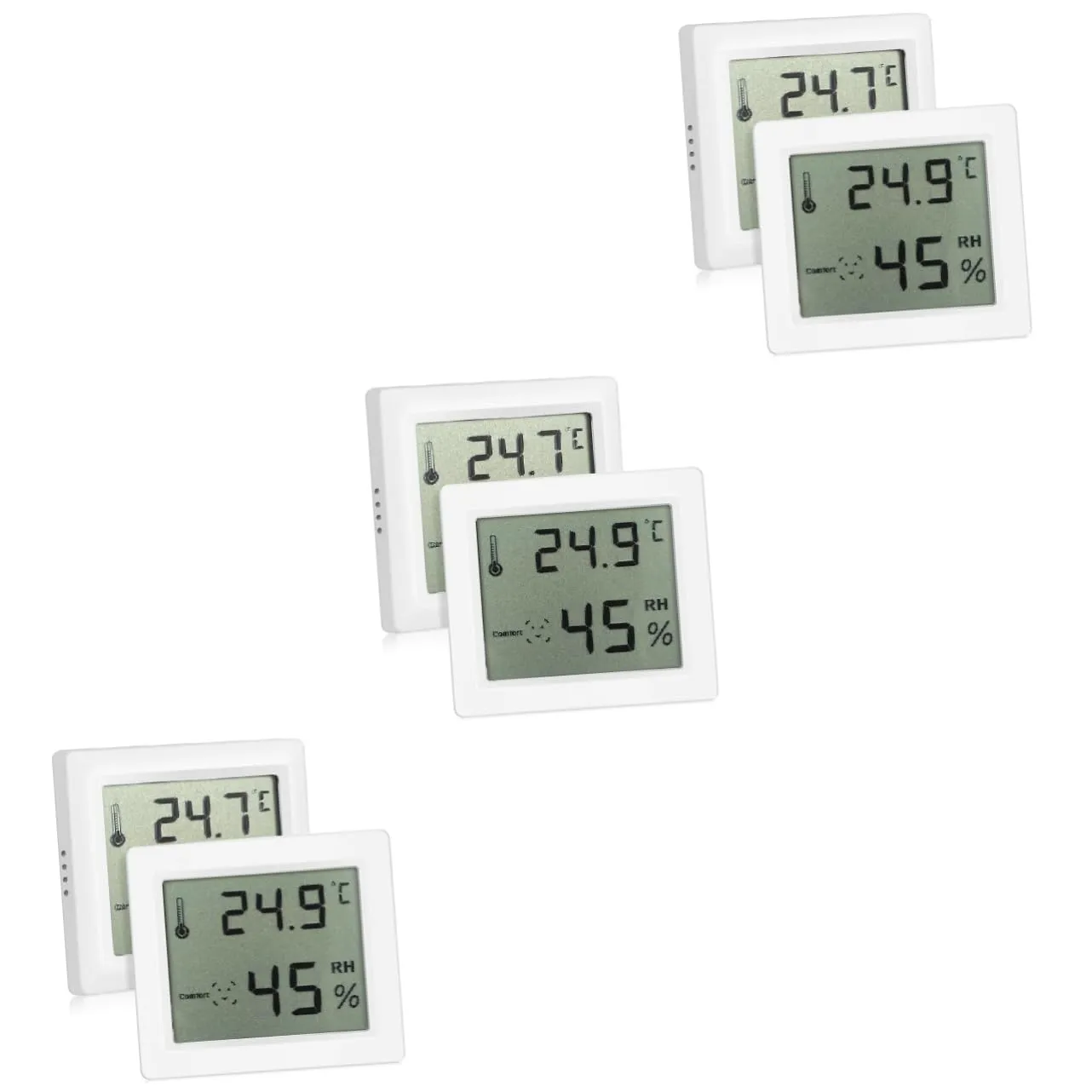 Sosoport 3sets -one Room Thermometer Hygrometer Digital Climate Monitor Large Display for Home Office 2pcs*3