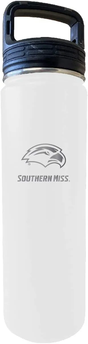 Southern Mississippi Golden Eagles 32 Oz Engraved White Insulated Double Wall Stainless Steel Water Bottle Tumbler Officially Licensed Collegiate Product