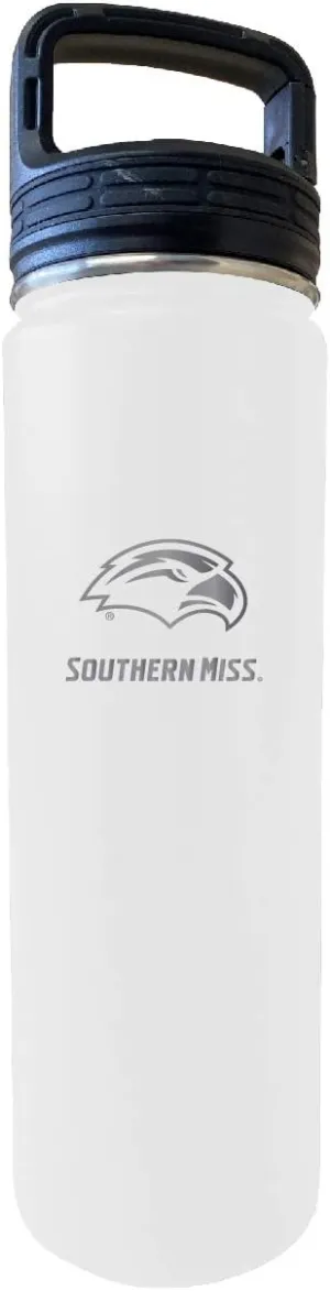 Southern Mississippi Golden Eagles 32 Oz Engraved White Insulated Double Wall Stainless Steel Water Bottle Tumbler Officially Licensed Collegiate Product
