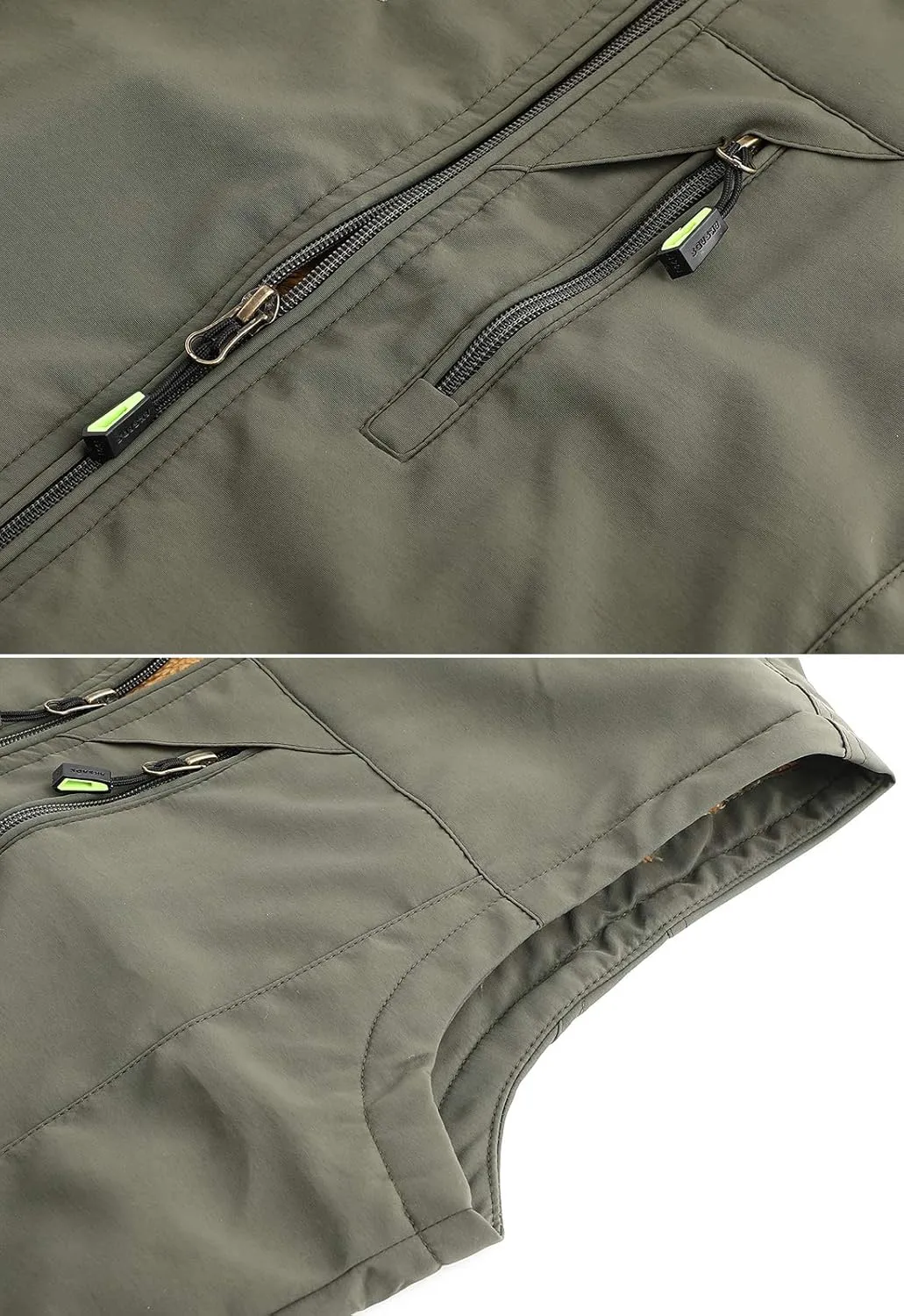 Spanye Men Outdoor Padded Puffer Vest Thick Warm Multi-Pocket Photography Fishing Jacket