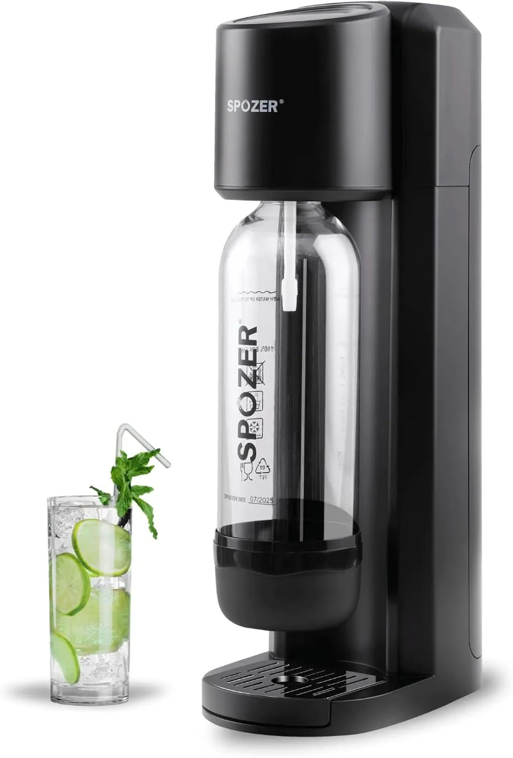 Sparkling Water Maker, Soda Maker with 1L Carbonating Bottle, Fizzy Water Maker, Compatible with All Screw-in 60L CO2 Cylinders (NOT Included)