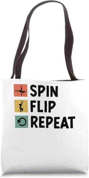 Spin Flip Repeat Poledance Dancer Pole Dancing Dance Tote Bag