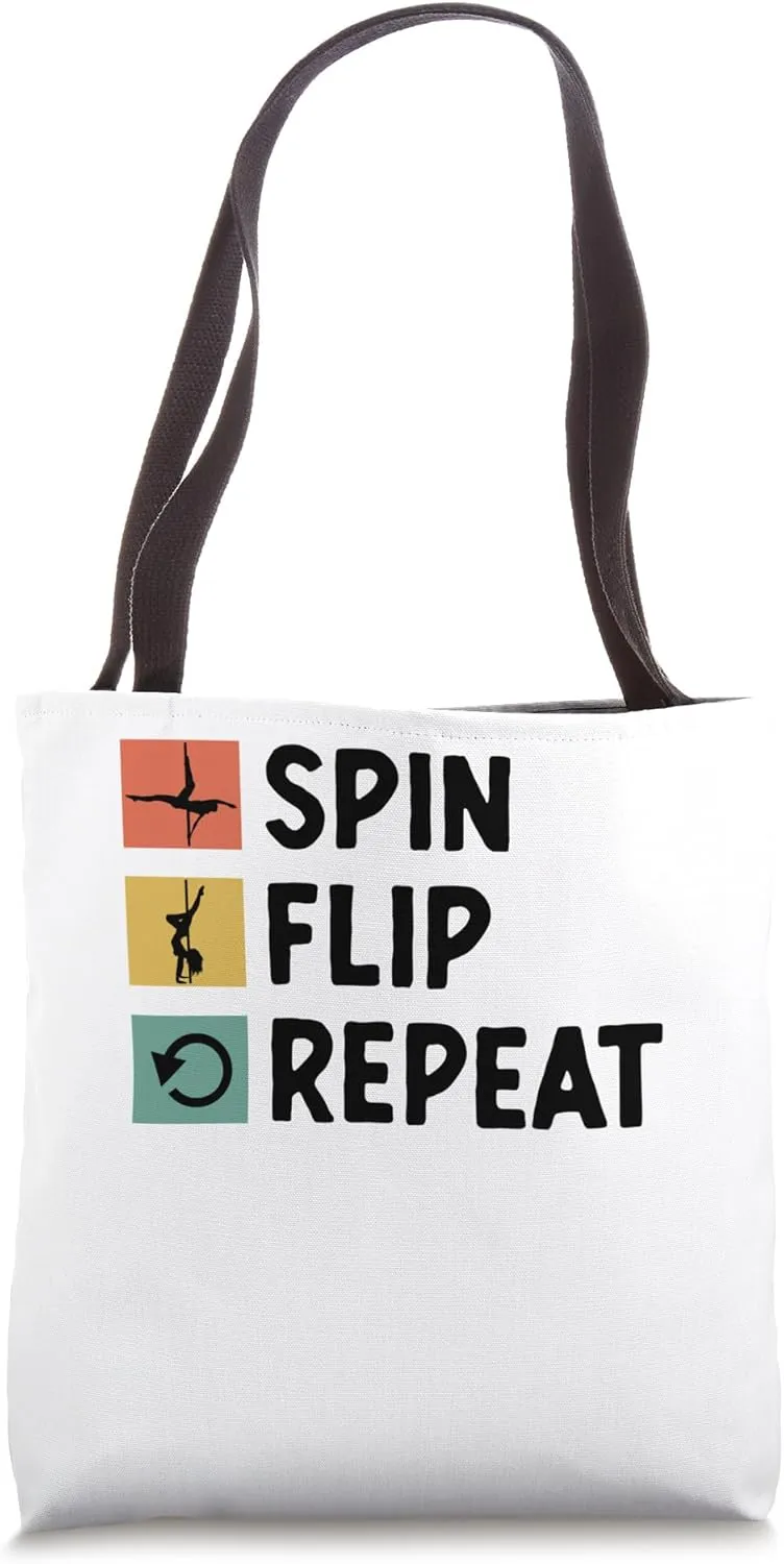 Spin Flip Repeat Poledance Dancer Pole Dancing Dance Tote Bag