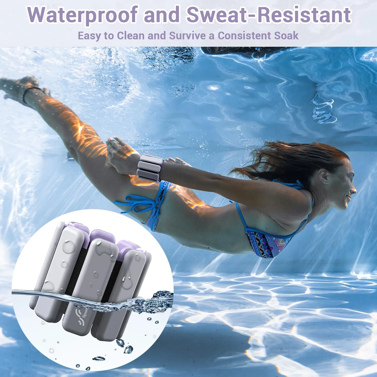 Sportneer Wrist & Ankle Weights for Women Men - 1 Pair (1 lb/2 lb Each) | Adjustable Weighted Bracelet Silicone Bangles for Yoga, Dance, Pilates, Cardio, Aerobics, Gym, Pool Exercises and Jogging