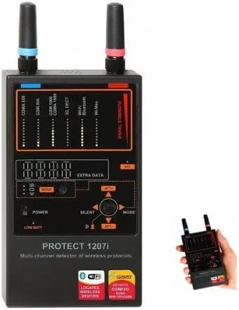 Spysonic Professional Grade Multi-Channel RF Bug Detector DD1207 for Wireless Protocols