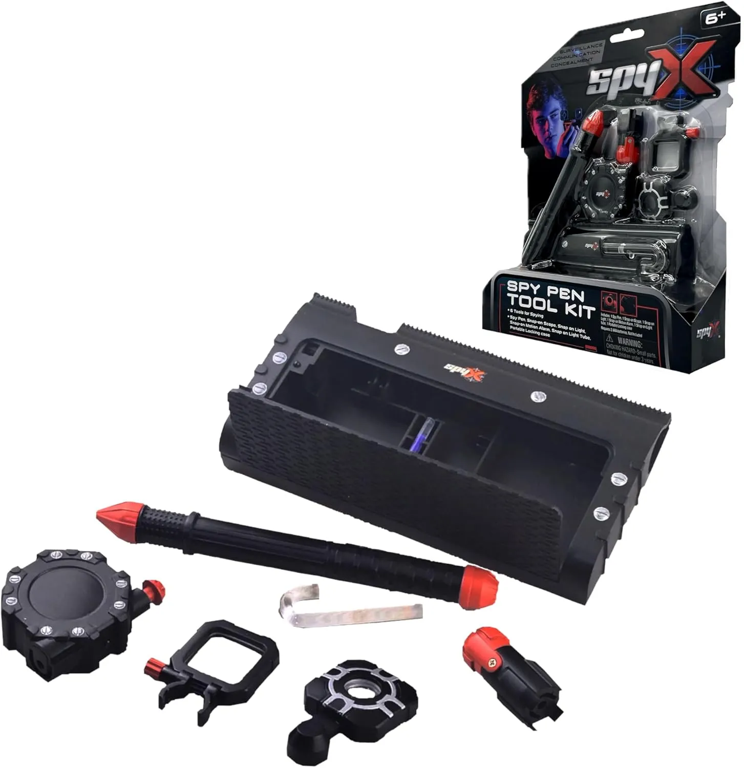 SpyX / Spy Pen Toolkit - Pocket-Sized Gear for Spy Kids. Disappearing Ink Pen, Motion Detector, Flashlight, Telescope, Light Bending Tube. STEM Learning for Young Detective Role Play