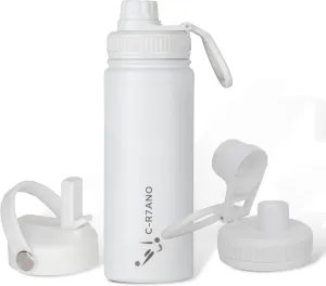 Stainless Steel Insulated Water Bottle with 2 Lids (Straw & Spout) – Double-Walled Vacuum Flask for Sports, Hiking & Travel – Leak-Proof & BPA-Free