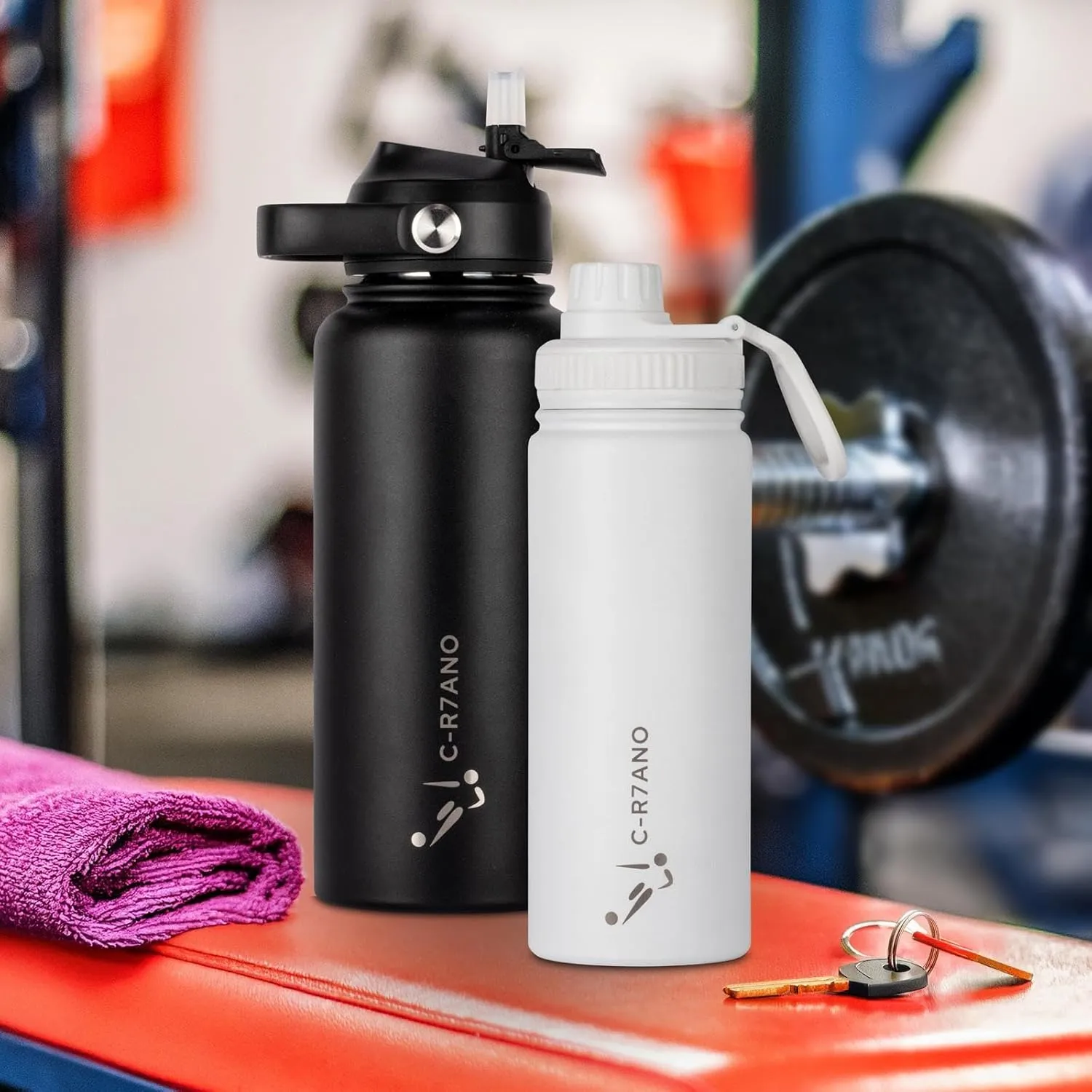 Stainless Steel Insulated Water Bottle with 2 Lids (Straw & Spout) – Double-Walled Vacuum Flask for Sports, Hiking & Travel – Leak-Proof & BPA-Free