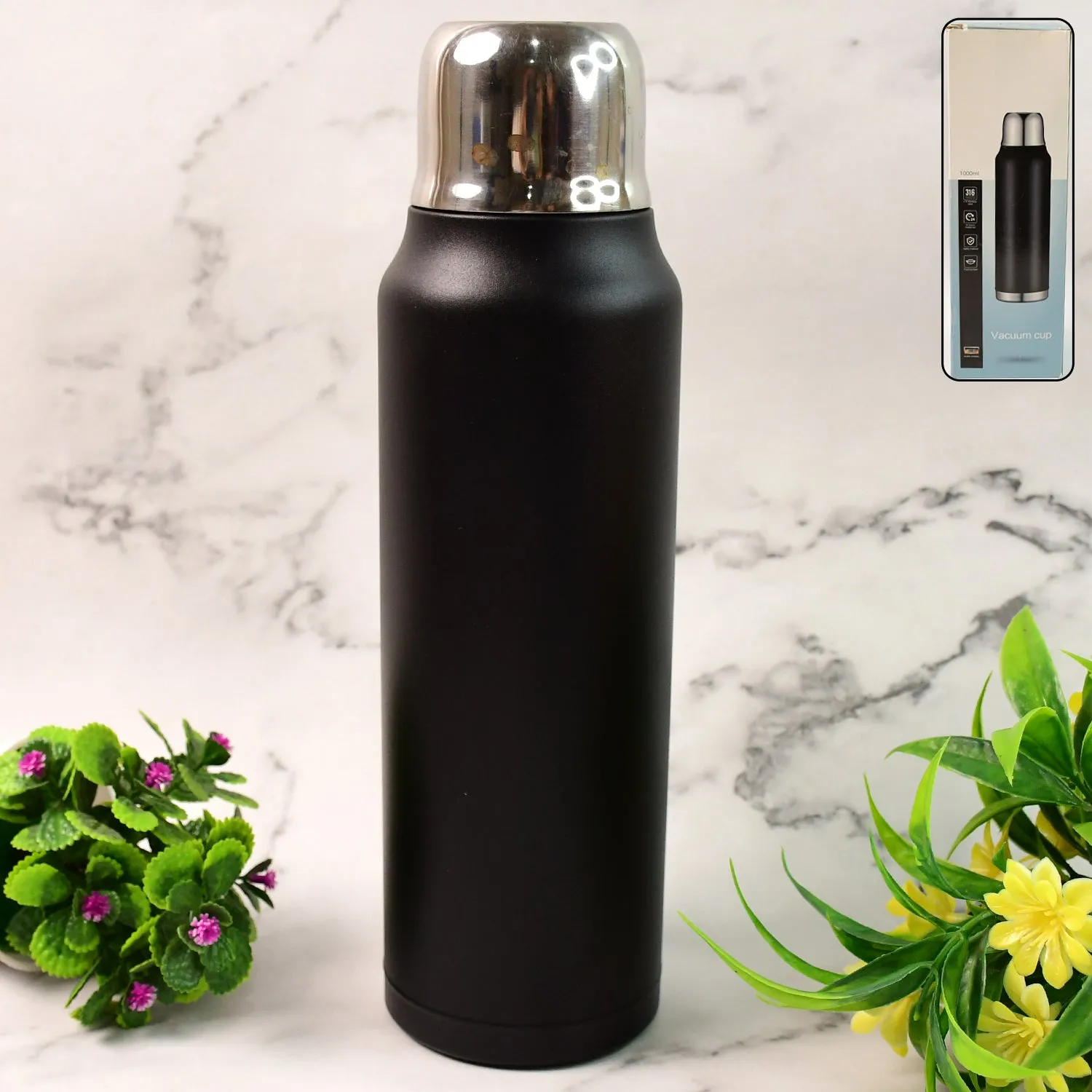Stainless Steel Vacuum Water Bottle   Hot  Cold Insulated Flask (1000 Ml Approx)