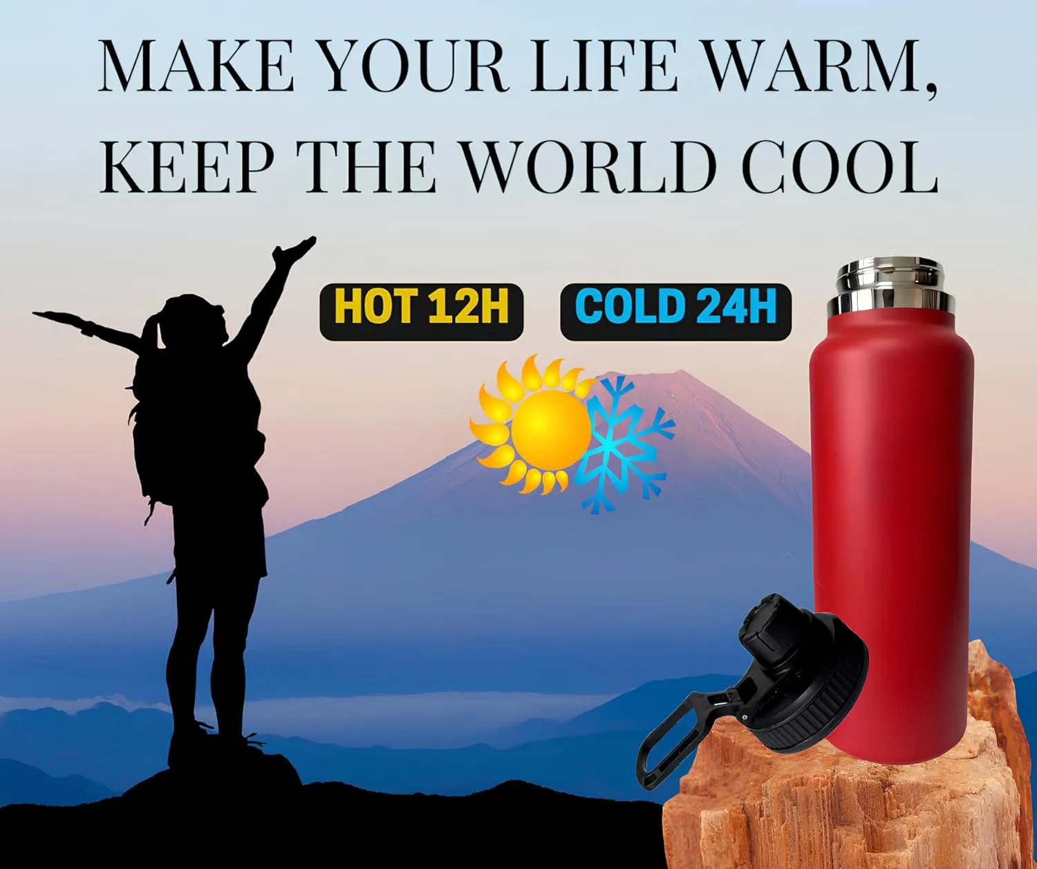 Stainless Steel Water Bottle | Leakproof, Durable & BPA-Free | Double-Wall Insulation for Hot & Cold Drinks | Wide Mouth, Perfect for Travel & Workouts