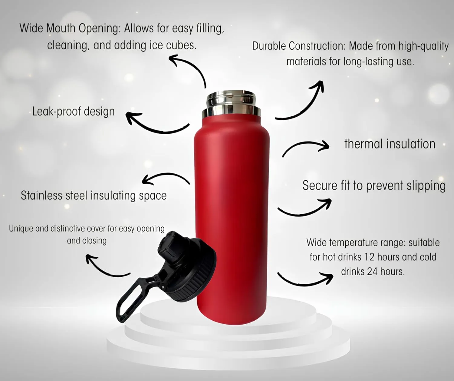 Stainless Steel Water Bottle | Leakproof, Durable & BPA-Free | Double-Wall Insulation for Hot & Cold Drinks | Wide Mouth, Perfect for Travel & Workouts