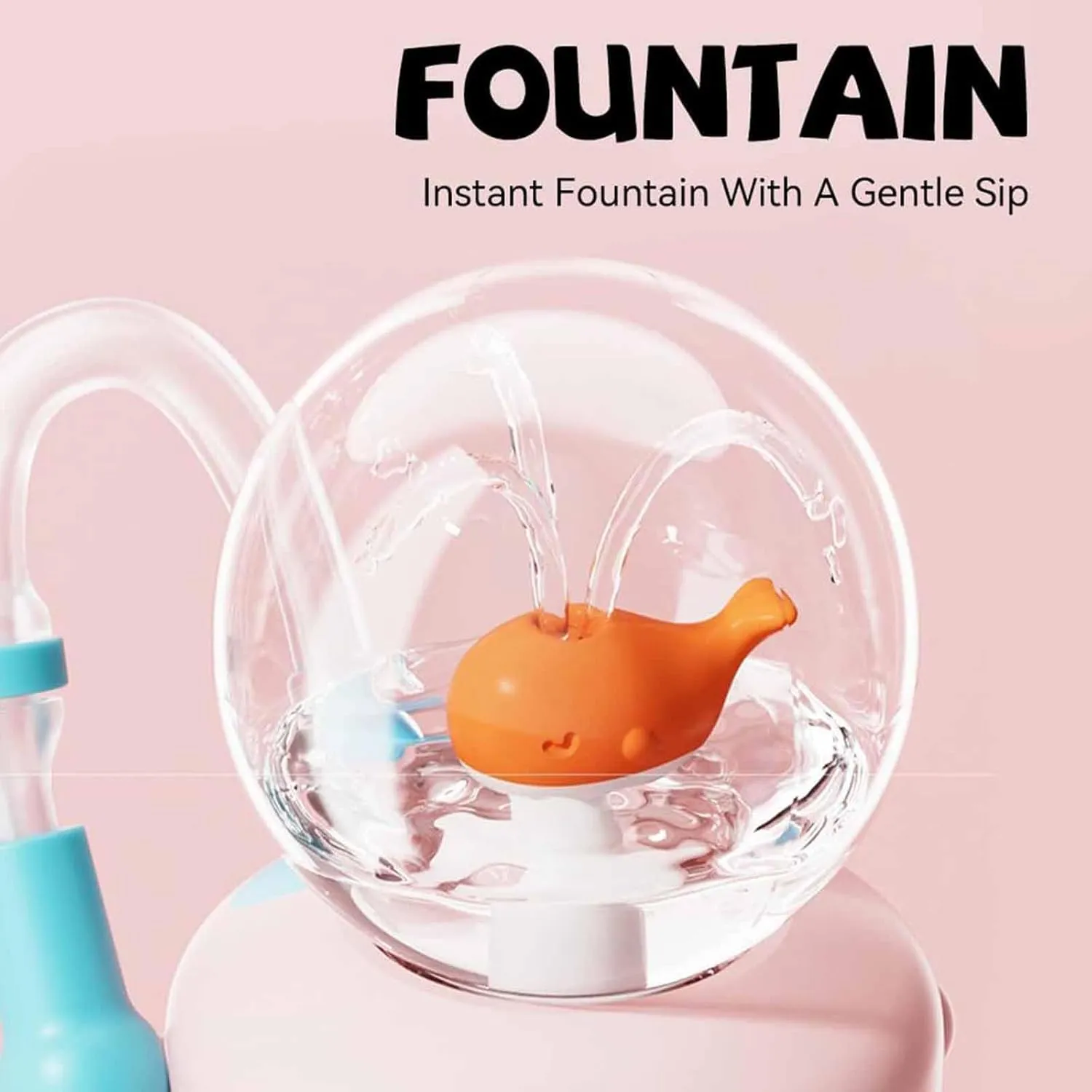 Stainless Steel Whale Fountain Tumbler with Handle, Drinking Cup with Whale Squirt, 24oz Whale Water Bottle Two Silicone Soft Tip, Leak-Proof Whale Fountain Tumbler for Kids Teens Adults (A-Pink)