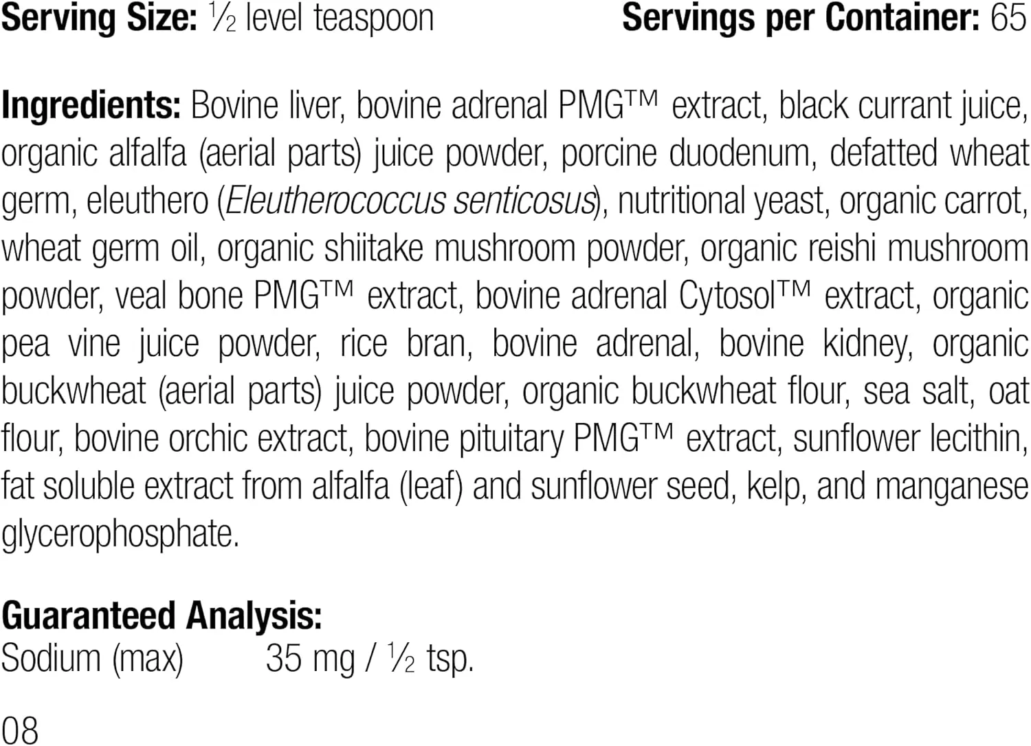 Standard Process Canine Adrenal Support - Nutritional Canine Supplement for Liver & Kidney Support - Powder Formula to Aid Dog's Adrenal Glands & Health - 100 g