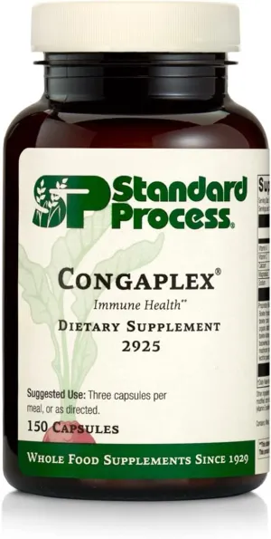 Standard Process Inc. Congaplex - Thymus Gland Support Supplement - Immune Health with Calcium Lactate, Magnesium, Vitamin C & Vitamin A - Immune System Aid with Mushroom Powder - 150 Capsules