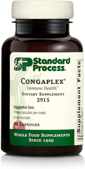 Standard Process Inc. Congaplex, Thymus Gland Support Supplement, Support Immune Health with Calcium Lactate, Magnesium, Vitamin C & Vitamin A, Immune System Aid with Mushroom Powder - 90 Capsules