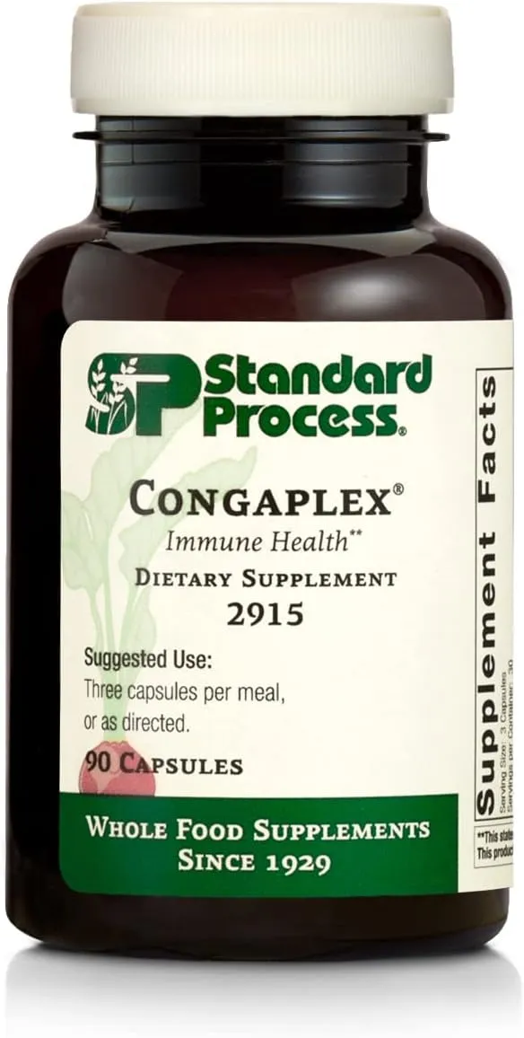 Standard Process Inc. Congaplex, Thymus Gland Support Supplement, Support Immune Health with Calcium Lactate, Magnesium, Vitamin C & Vitamin A, Immune System Aid with Mushroom Powder - 90 Capsules