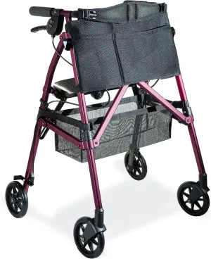 Stander Wonder Rollator Plus, Lightweight Folding Mobility Rolling-Walker, EZ Fold-N-Go-Rollator for Seniors and Adults, 6-inch Wheels, Locking Brakes and Padded Seat with Backrest, Regal Rose