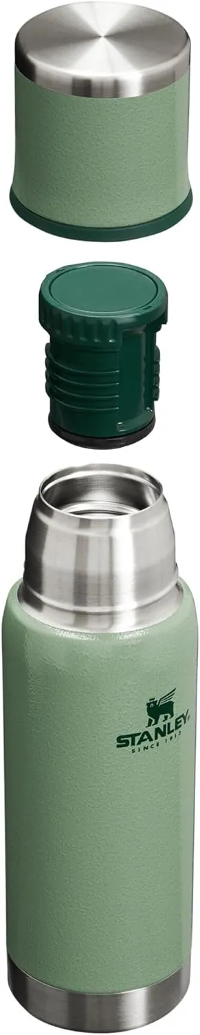 Stanley Adventure-To-Go Vacuum Bottle 16 oz | Wide Mouth with Leakproof Cup Lid | Keep Drinks Hot or Cold | Packable for Travel | Insulated Stainless Steel Thermos | BPA-Free | Hammertone Green