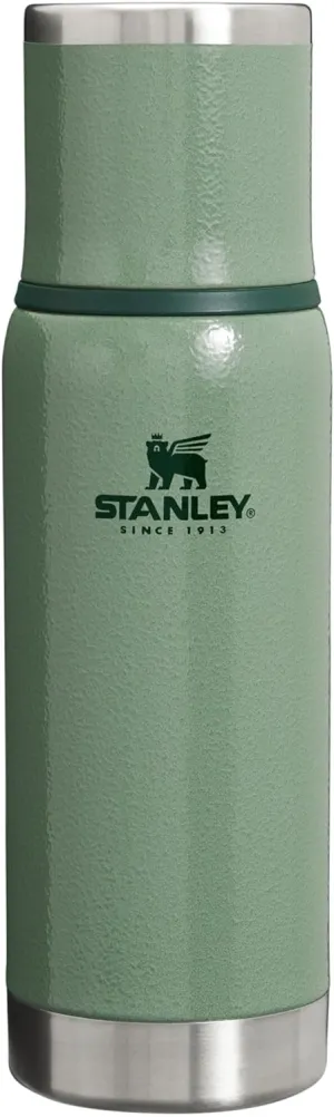 Stanley Adventure-To-Go Vacuum Bottle 16 oz | Wide Mouth with Leakproof Cup Lid | Keep Drinks Hot or Cold | Packable for Travel | Insulated Stainless Steel Thermos | BPA-Free | Hammertone Green