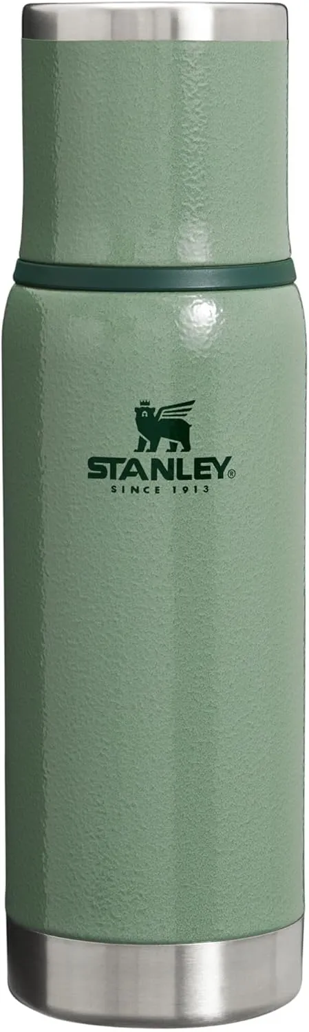 Stanley Adventure-To-Go Vacuum Bottle 16 oz | Wide Mouth with Leakproof Cup Lid | Keep Drinks Hot or Cold | Packable for Travel | Insulated Stainless Steel Thermos | BPA-Free | Hammertone Green